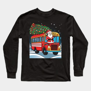 Christmas Tree School Bus Driver Adults And Kids Long Sleeve T-Shirt